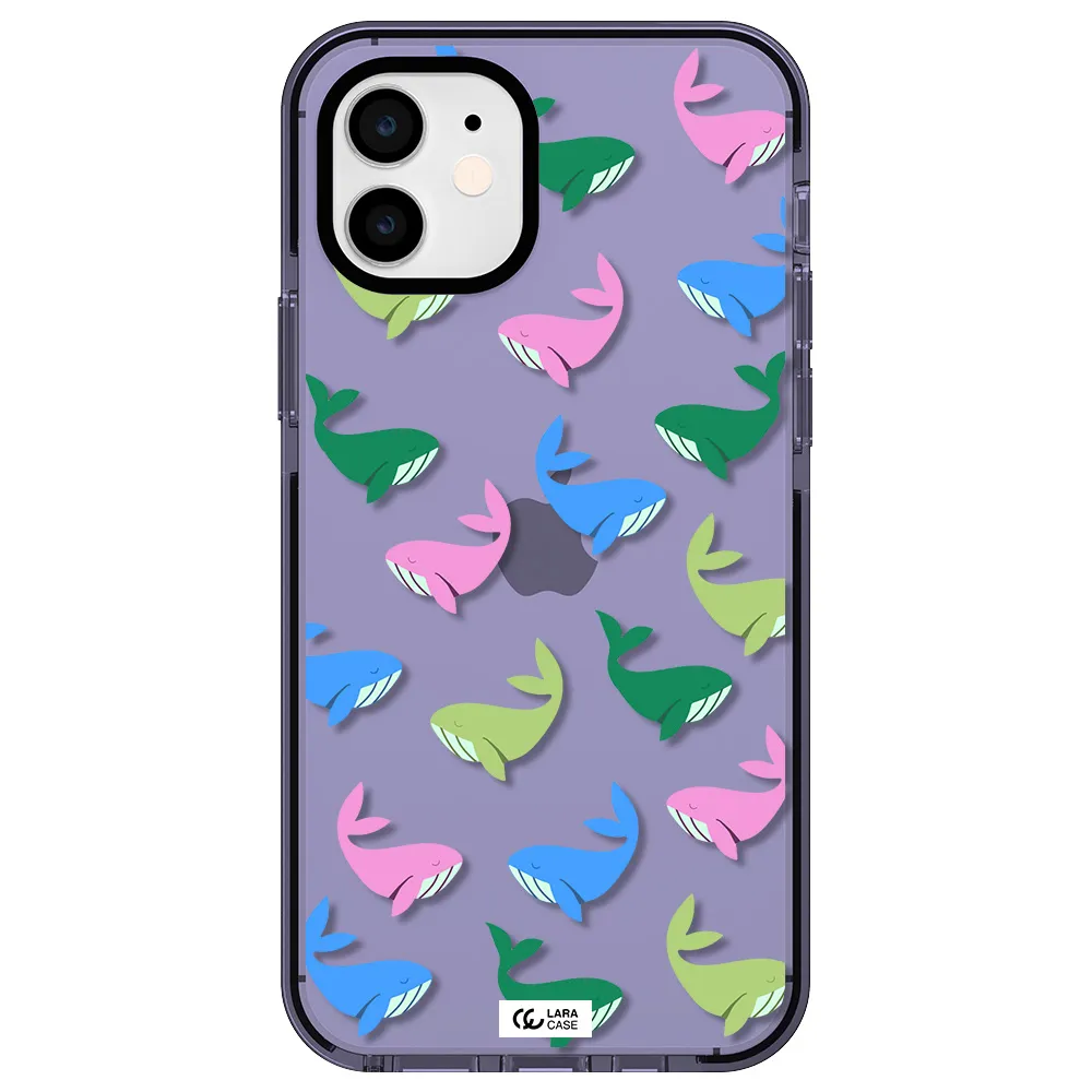 Colorful Whales Apple iPhone 11 impact Lilac Case