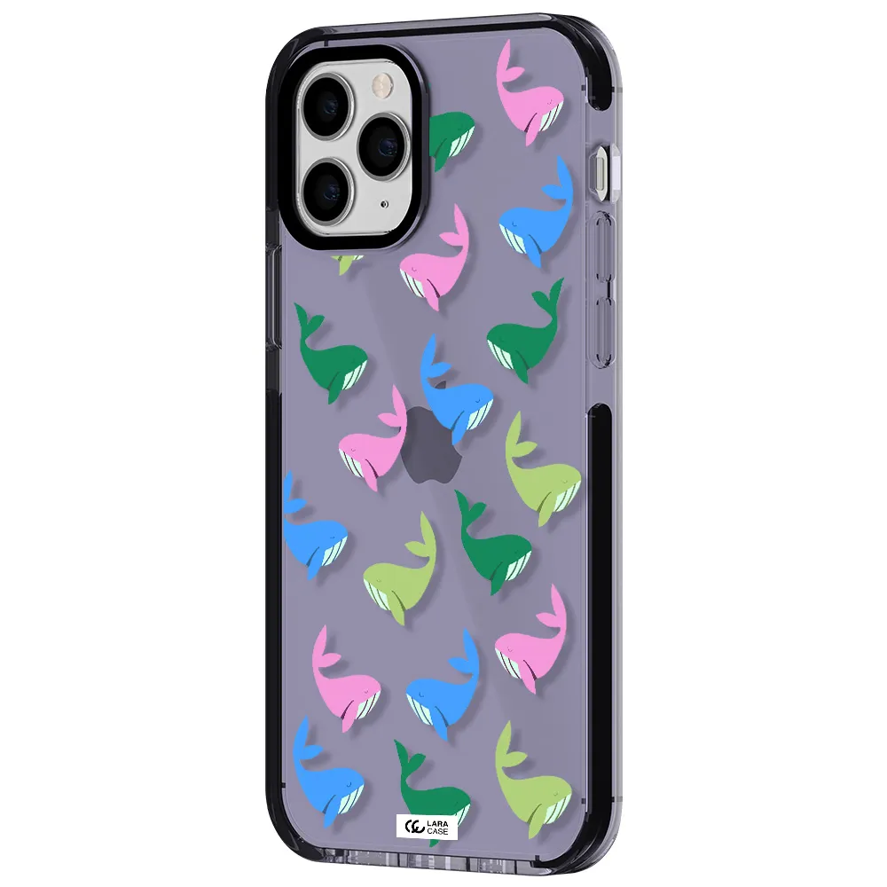 Colorful Whales Apple iPhone 11 pro impact Lilac Case