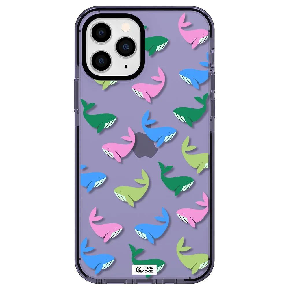 Colorful Whales Apple iPhone 11 pro max impact Lilac Case