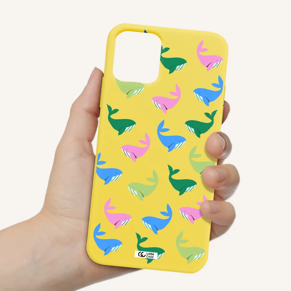 Colorful Whales Apple iPhone 11 pro Silicone canary yellow Case