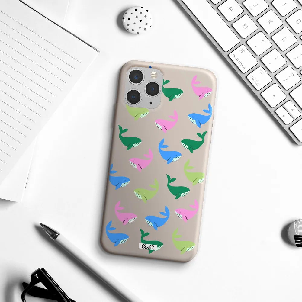 Colorful Whales Apple iPhone 11 pro Silicone Stone Case