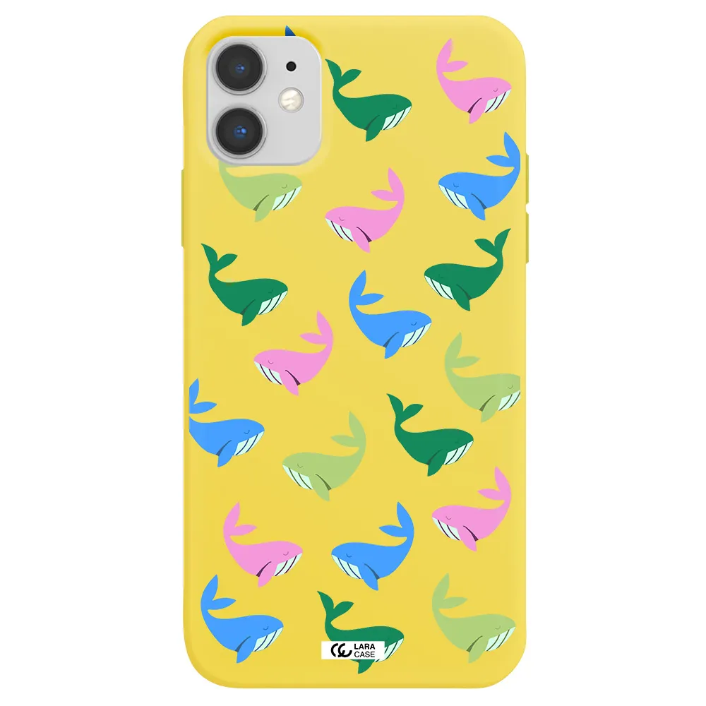 Colorful Whales Apple iPhone 11 Silicone canary yellow Case