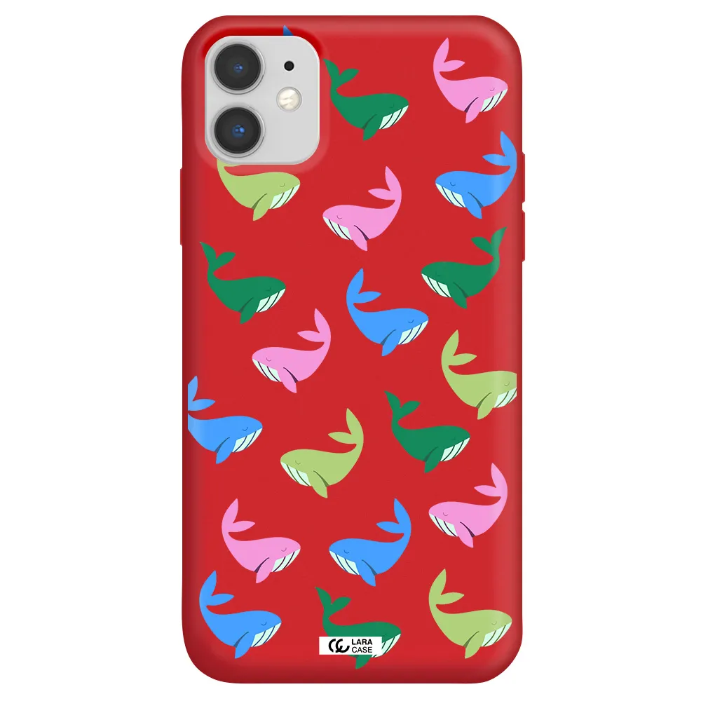 Colorful Whales Apple iPhone 11 Silicone Imperial Red Case