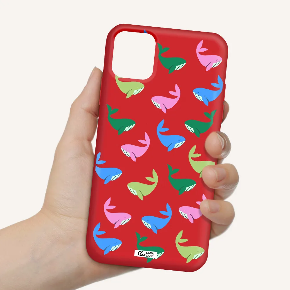 Colorful Whales Apple iPhone 11 Silicone Imperial Red Case