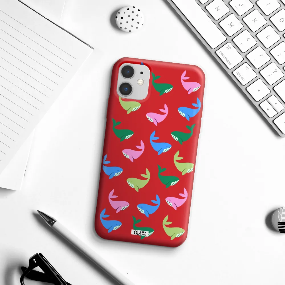 Colorful Whales Apple iPhone 11 Silicone Imperial Red Case