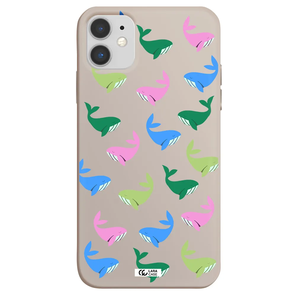 Colorful Whales Apple iPhone 11 Silicone Stone Case