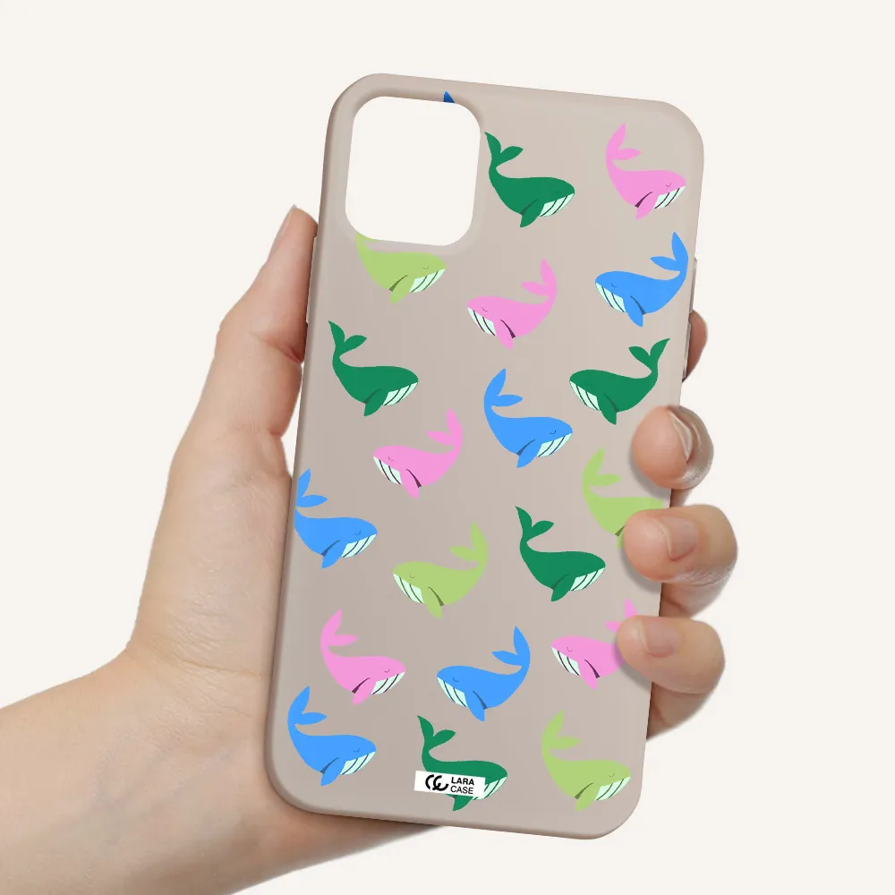 Colorful Whales Apple iPhone 11 Silicone Stone Case