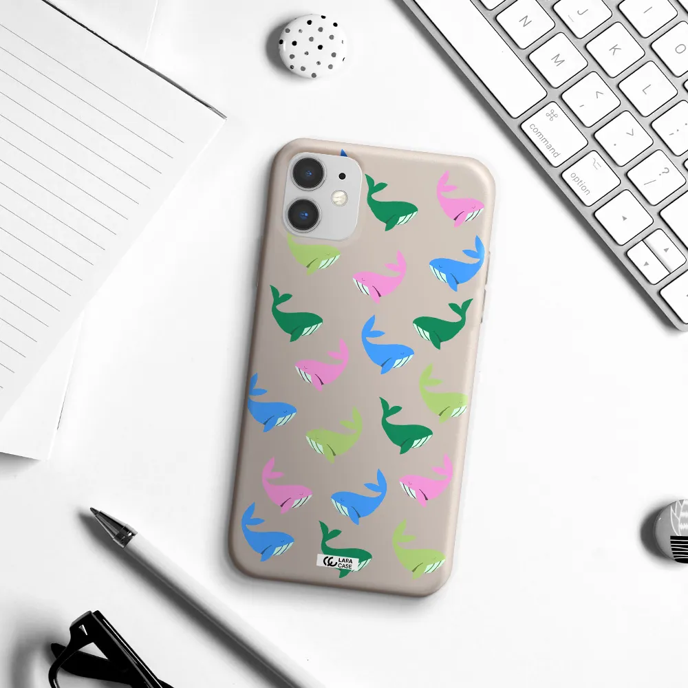 Colorful Whales Apple iPhone 11 Silicone Stone Case