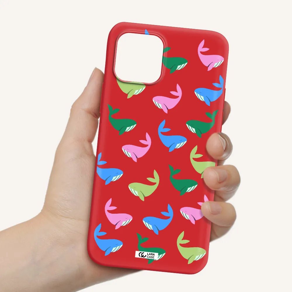 Colorful Whales Apple iPhone 12 mini Silicone Imperial Red Case