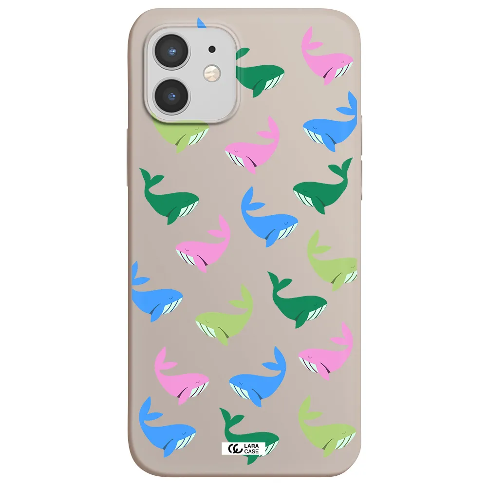 Colorful Whales Apple iPhone 12 mini Silicone Stone Case