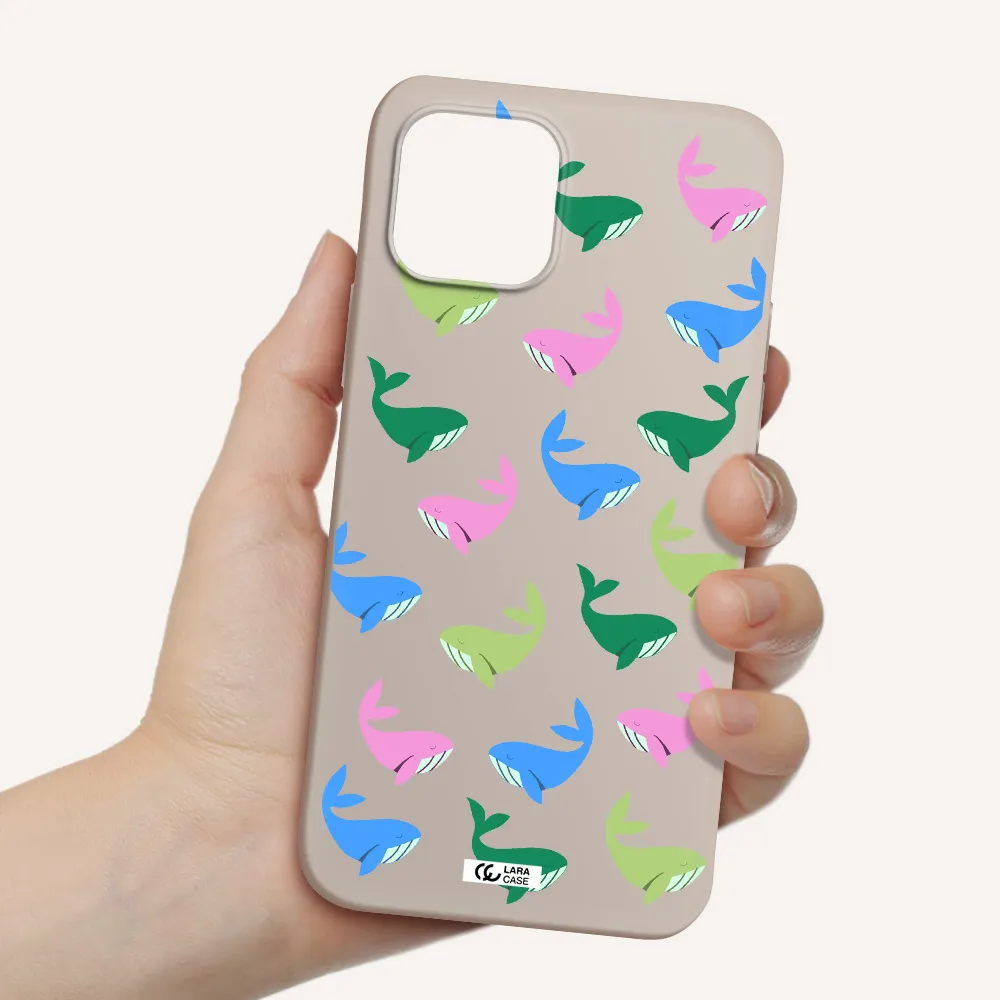 Colorful Whales Apple iPhone 12 mini Silicone Stone Case