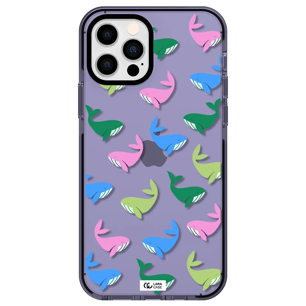 Colorful Whales Apple iPhone 12 pro impact Lilac Case