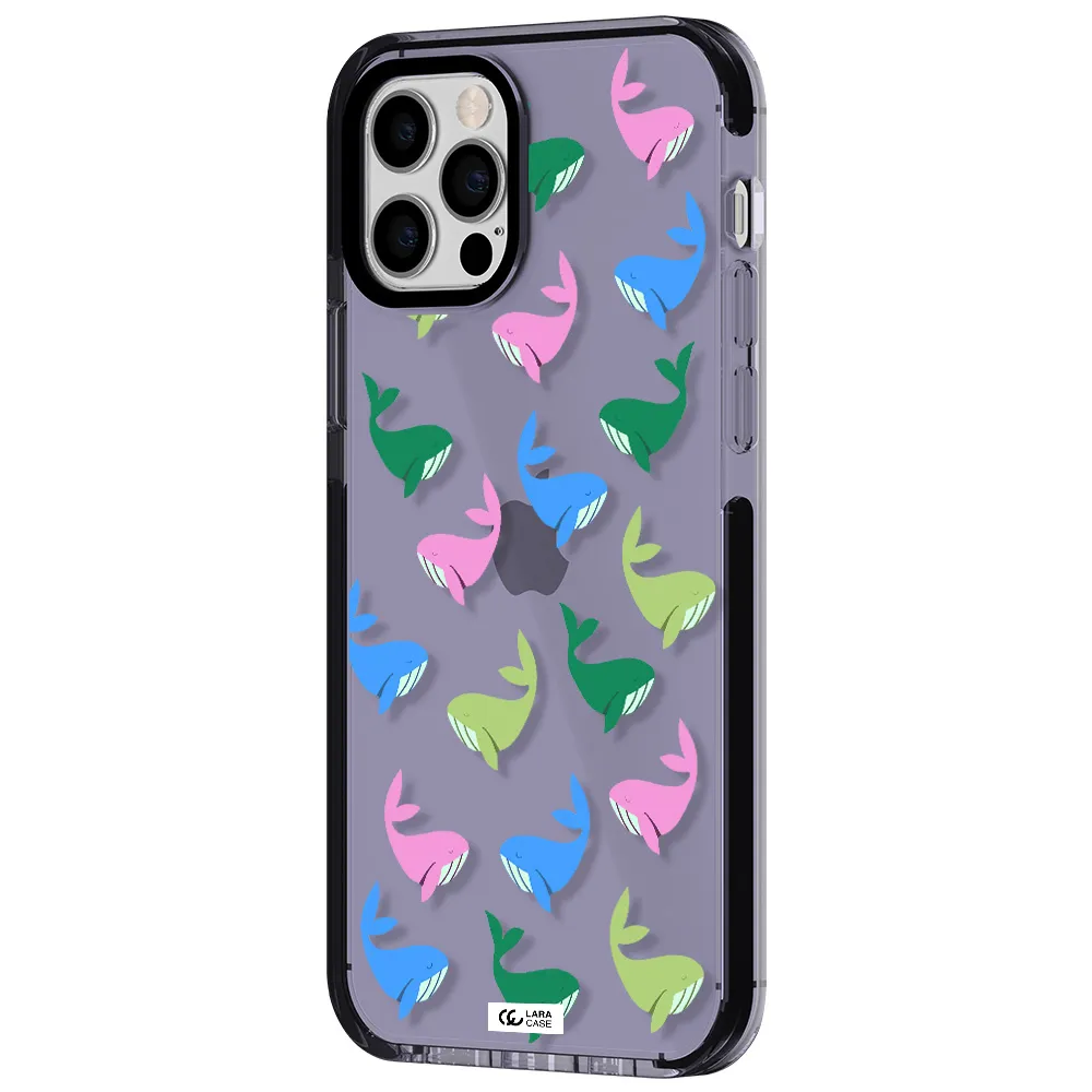 Colorful Whales Apple iPhone 12 pro impact Lilac Case