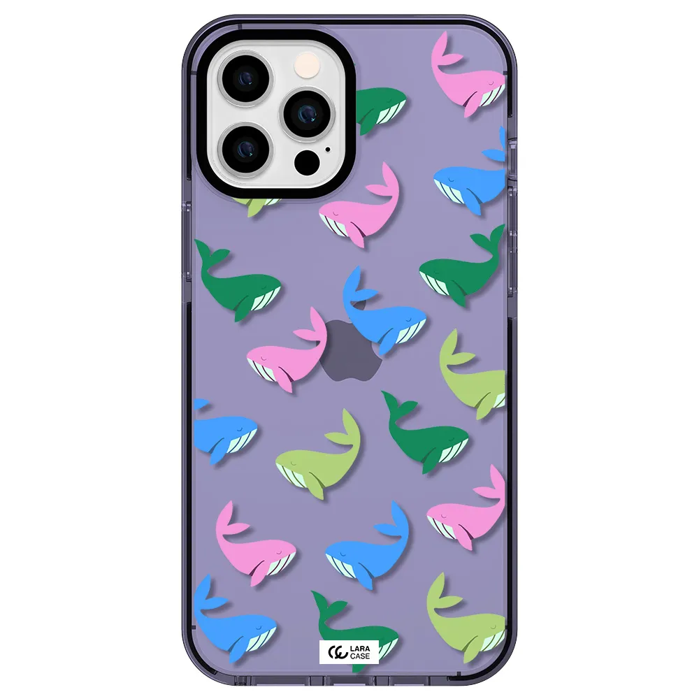 Colorful Whales Apple iPhone 12 pro max impact Lilac Case