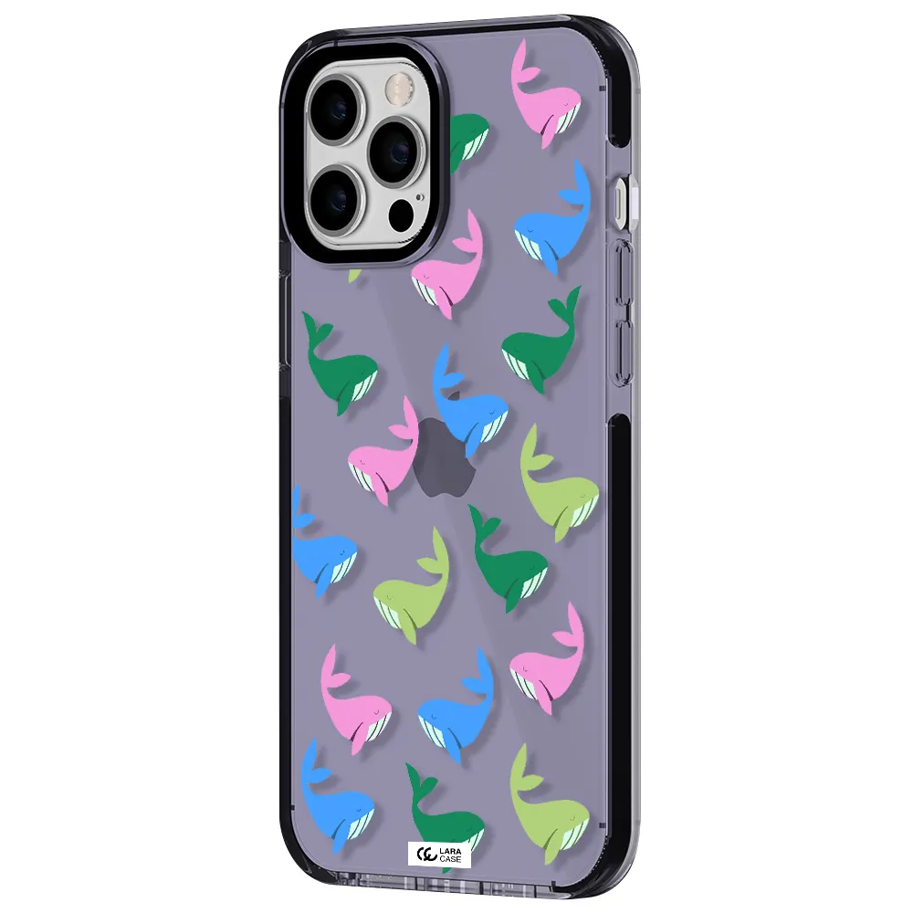Colorful Whales Apple iPhone 12 pro max impact Lilac Case