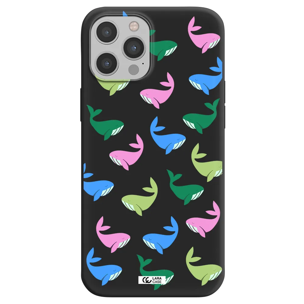 Colorful Whales Apple iPhone 12 pro Silicone black Case