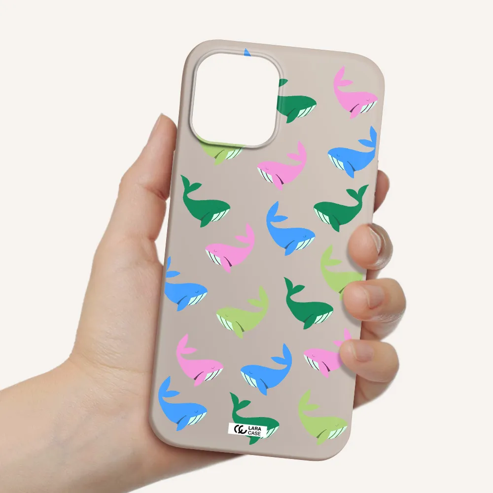 Colorful Whales Apple iPhone 12 pro Silicone Stone Case