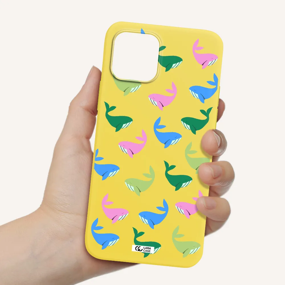 Colorful Whales Apple iPhone 12 Silicone canary yellow Case