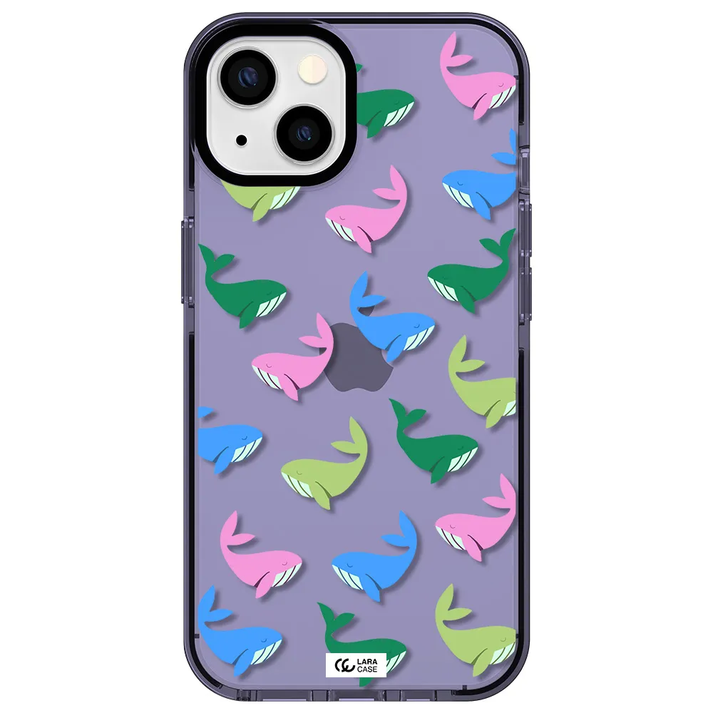Colorful Whales Apple iPhone 13 impact Lilac Case