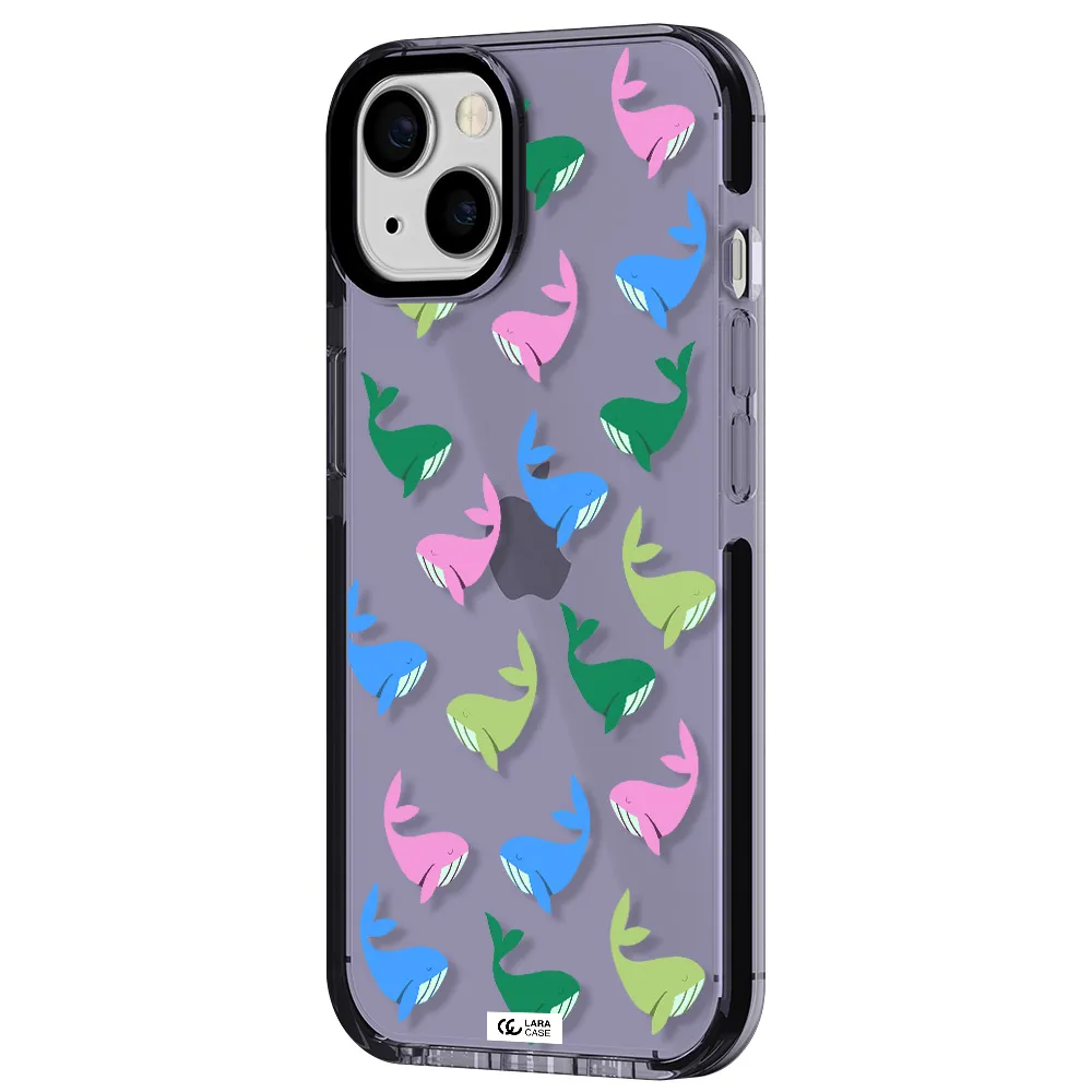 Colorful Whales Apple iPhone 13 impact Lilac Case