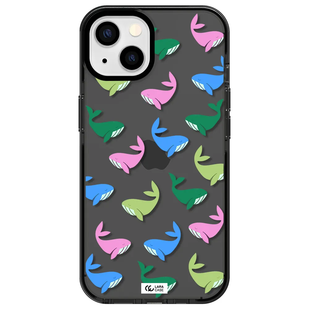 Colorful Whales Apple iPhone 13 impact Smoke Black Case