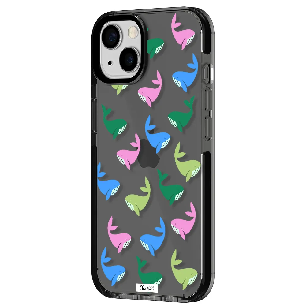 Colorful Whales Apple iPhone 13 impact Smoke Black Case