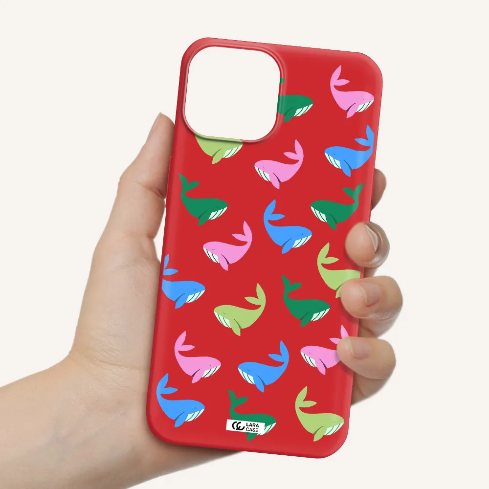 Colorful Whales Apple iPhone 13 mini Silicone Imperial Red Case