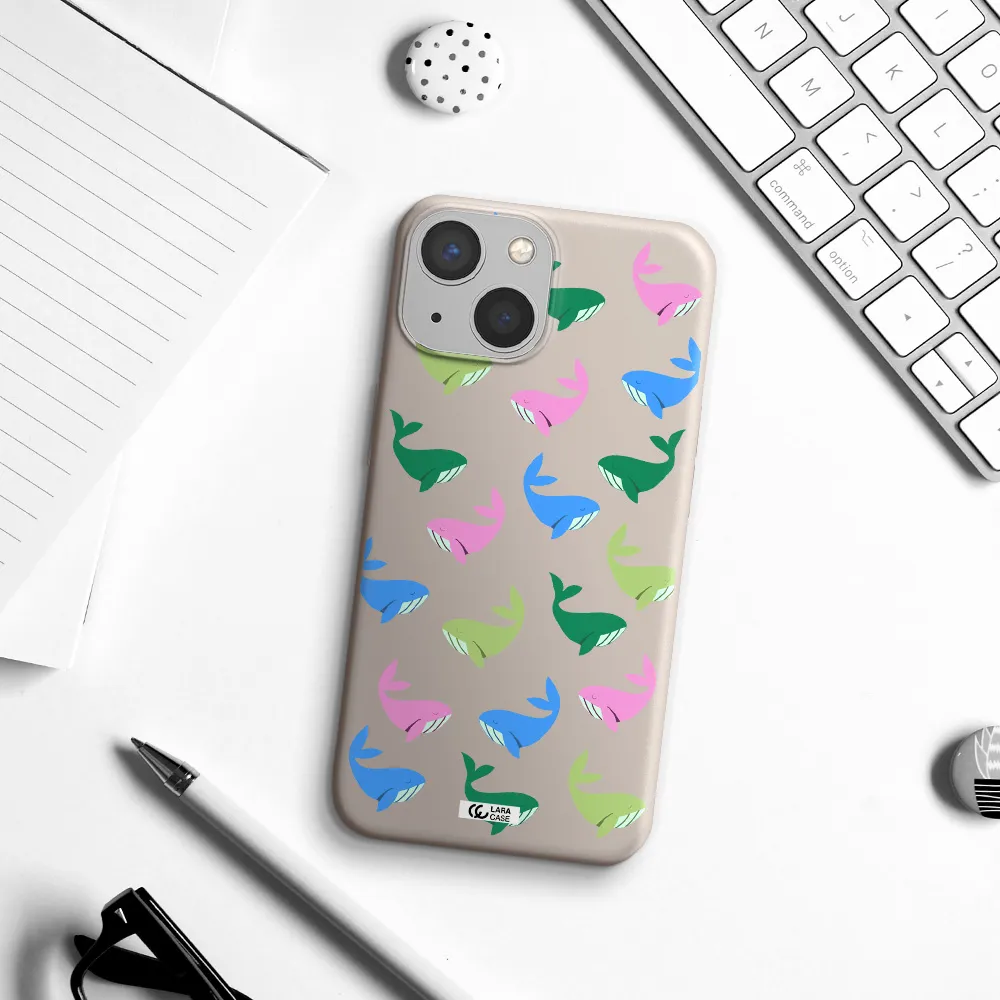 Colorful Whales Apple iPhone 13 mini Silicone Stone Case