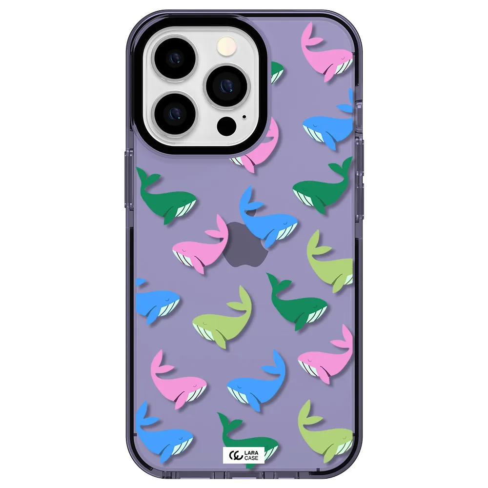 Colorful Whales Apple iPhone 13 Pro impact Lilac Case