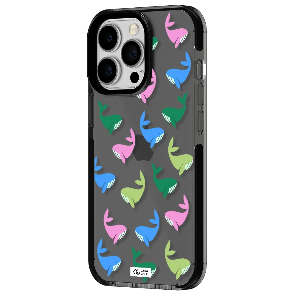Colorful Whales Apple iPhone 13 Pro impact Smoke Black Case