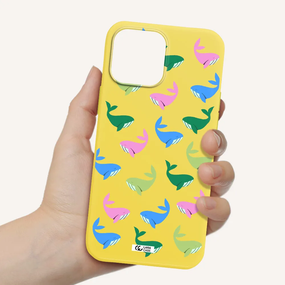 Colorful Whales Apple iPhone 13 Pro Max Silicone canary yellow Case