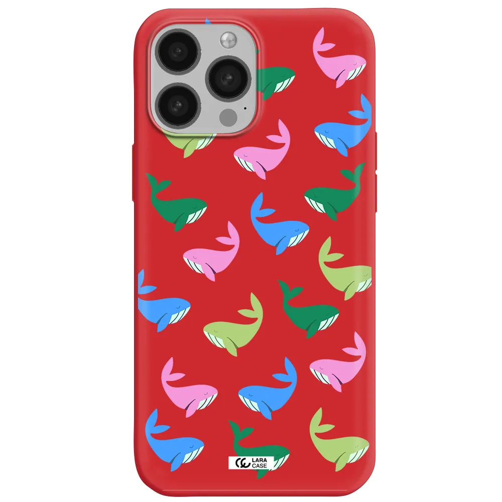 Colorful Whales Apple iPhone 13 Pro Max Silicone Imperial Red Case