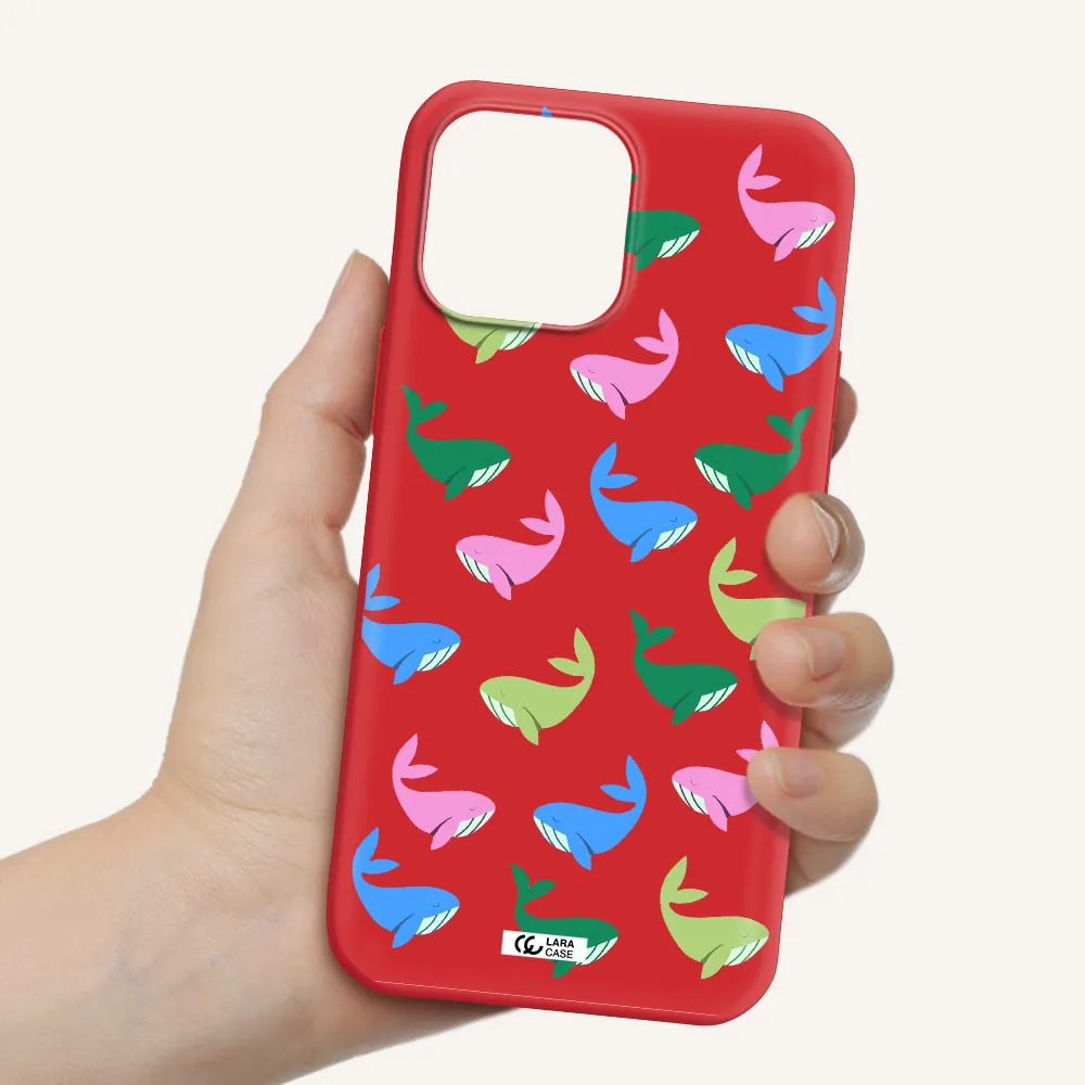 Colorful Whales Apple iPhone 13 Pro Max Silicone Imperial Red Case