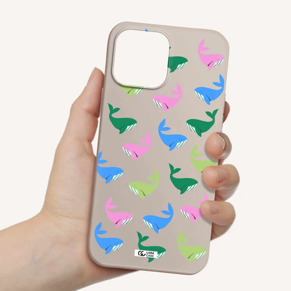 Colorful Whales Apple iPhone 13 Pro Max Silicone Stone Case