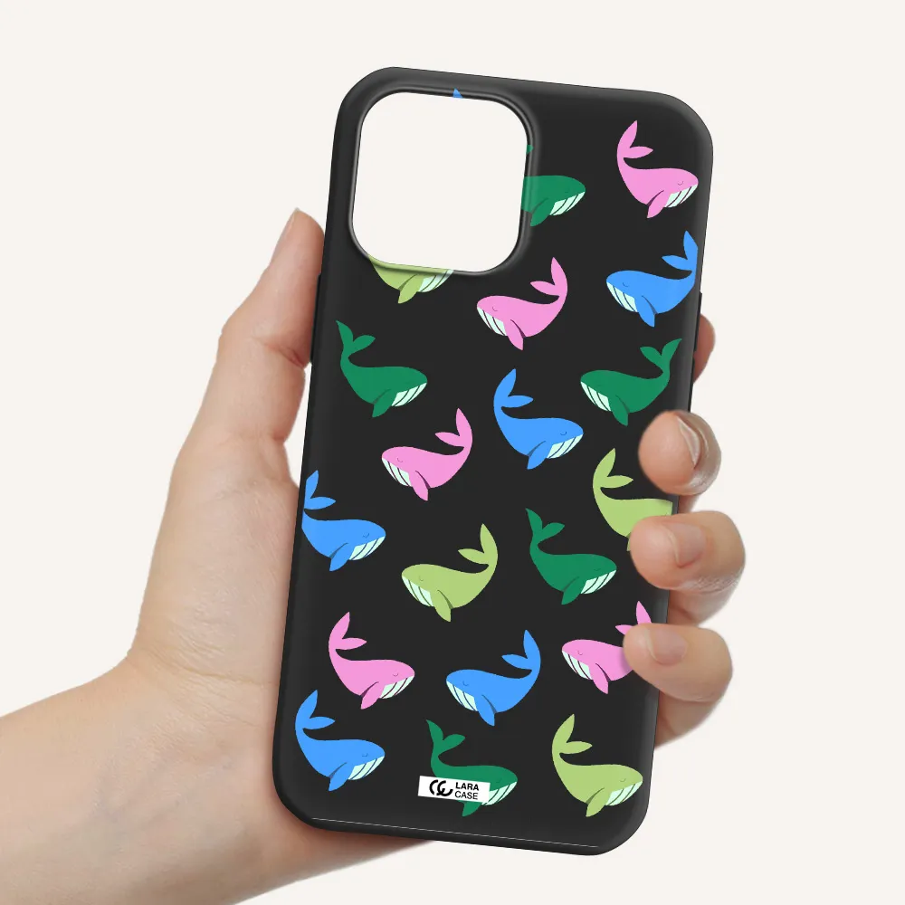 Colorful Whales Apple iPhone 13 Pro Silicone black Case