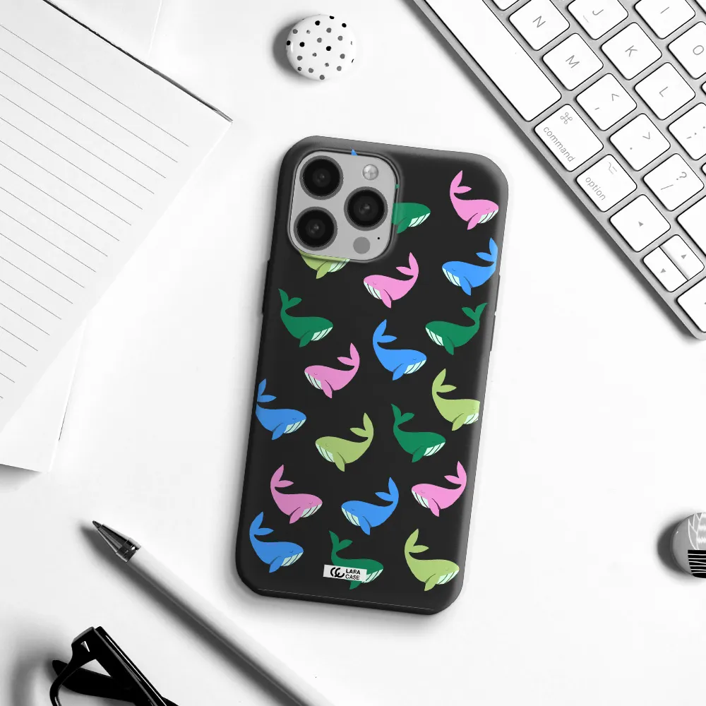 Colorful Whales Apple iPhone 13 Pro Silicone black Case