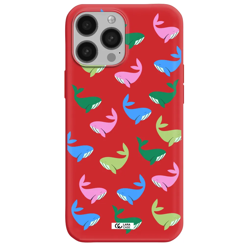 Colorful Whales Apple iPhone 13 Pro Silicone Imperial Red Case