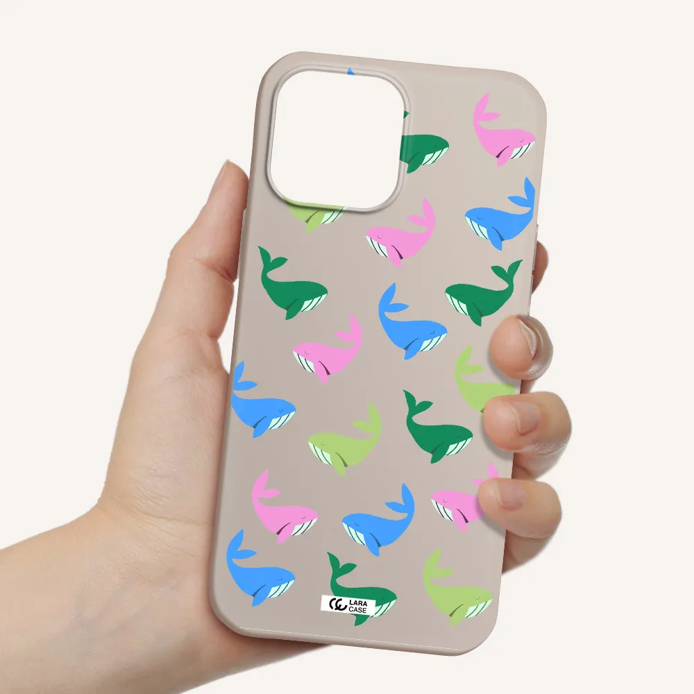 Colorful Whales Apple iPhone 13 Pro Silicone Stone Case