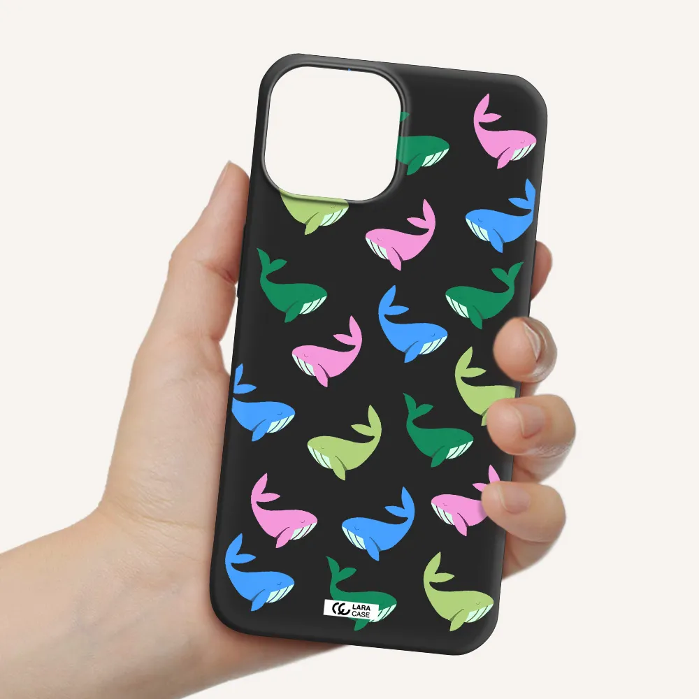 Colorful Whales Apple iPhone 13 Silicone black Case