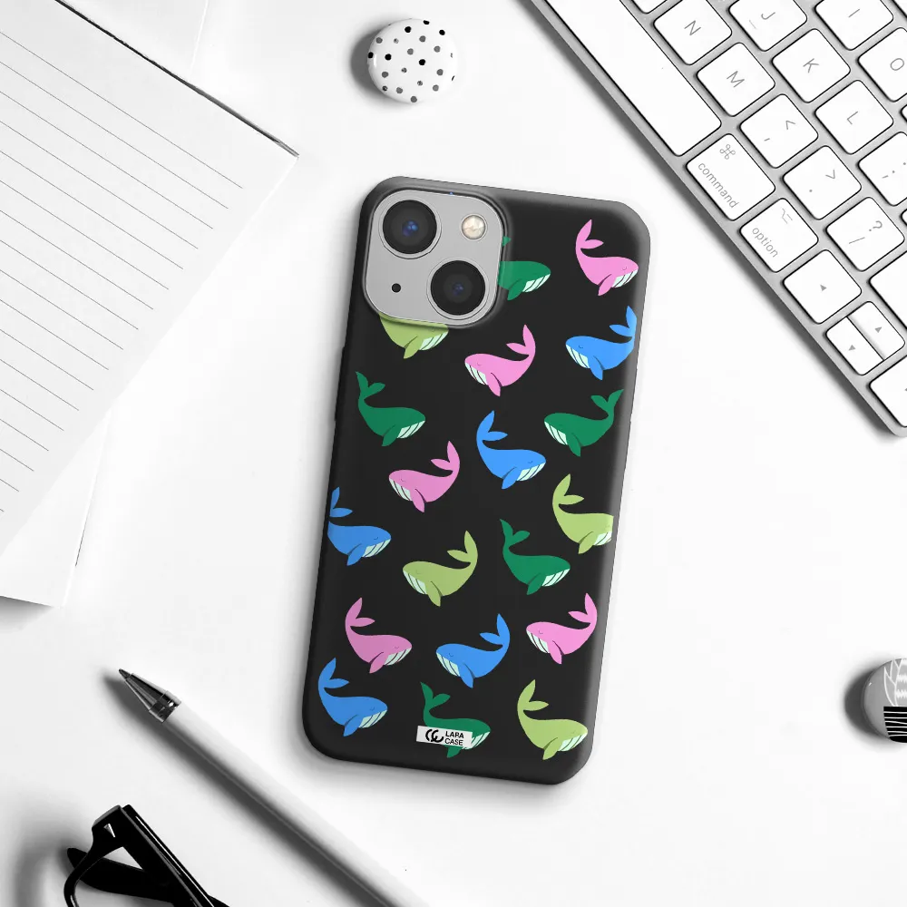Colorful Whales Apple iPhone 13 Silicone black Case