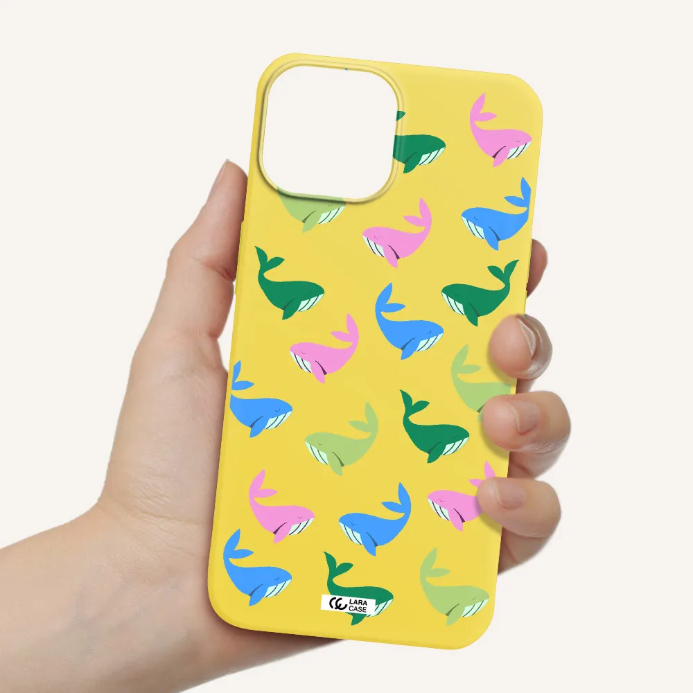 Colorful Whales Apple iPhone 13 Silicone canary yellow Case