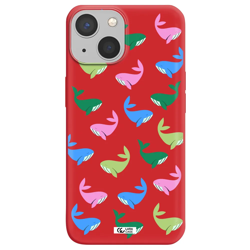 Colorful Whales Apple iPhone 13 Silicone Imperial Red Case