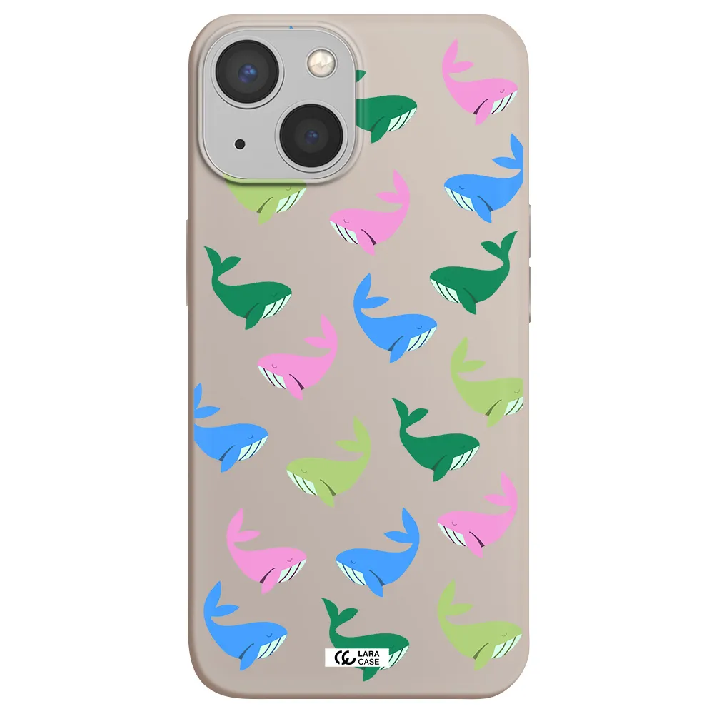 Colorful Whales Apple iPhone 13 Silicone Stone Case