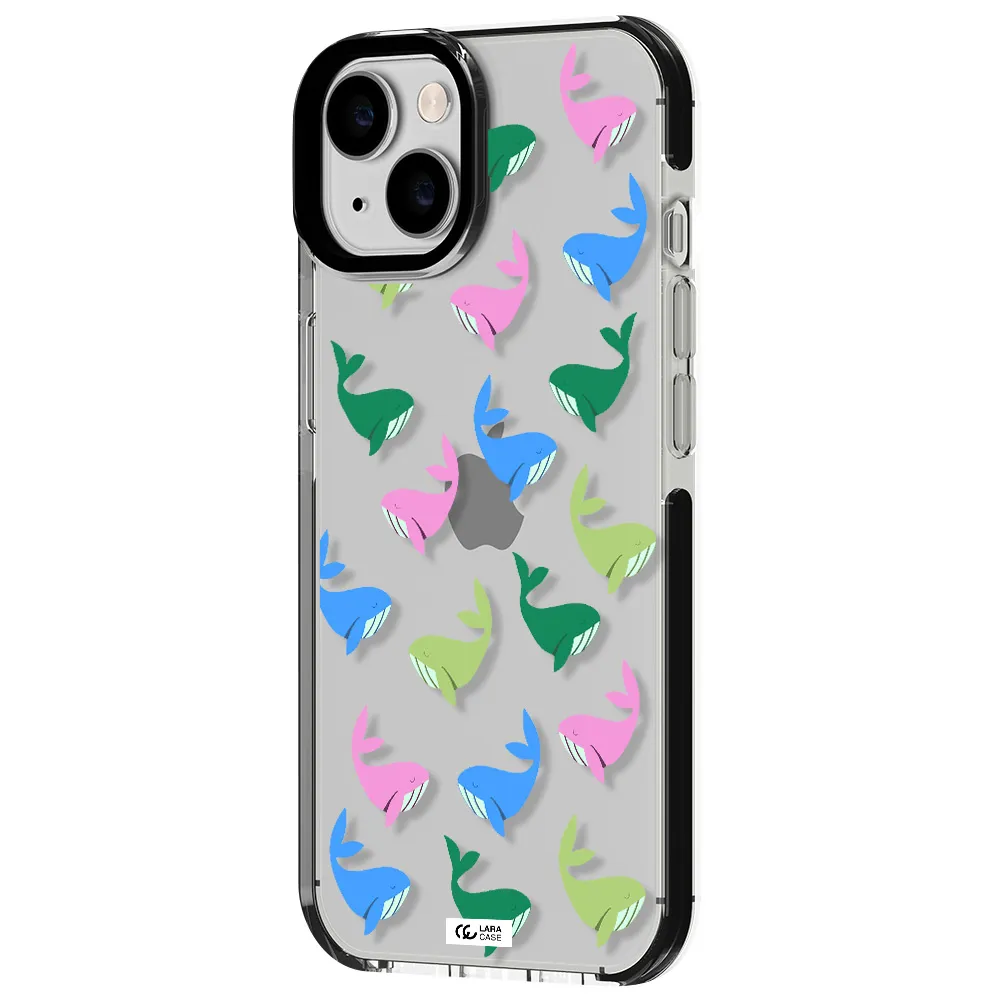 Colorful Whales Apple iPhone 14 impact black border Case
