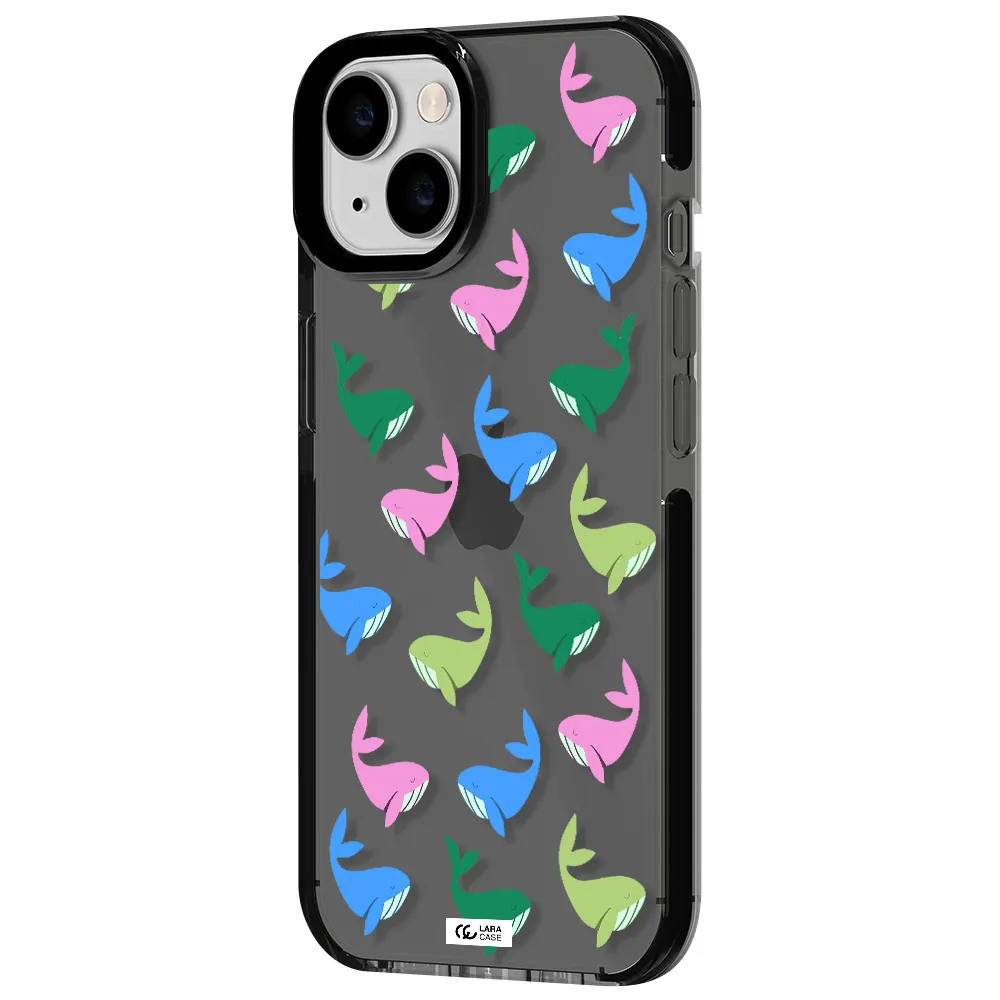 Colorful Whales Apple iPhone 14 impact Smoke Black Case