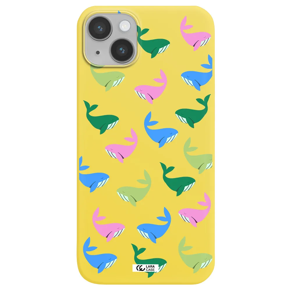 Colorful Whales Apple iPhone 14 plus Silicone canary yellow Case