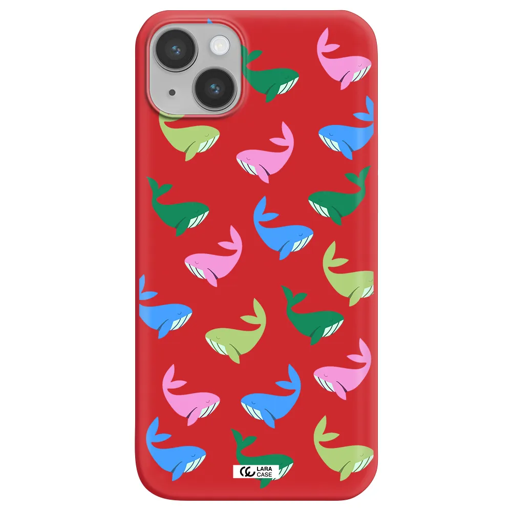 Colorful Whales Apple iPhone 14 plus Silicone Imperial Red Case