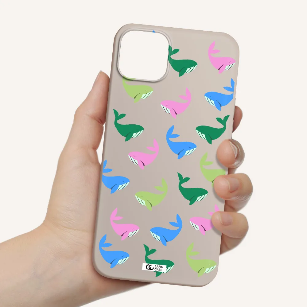 Colorful Whales Apple iPhone 14 plus Silicone Stone Case