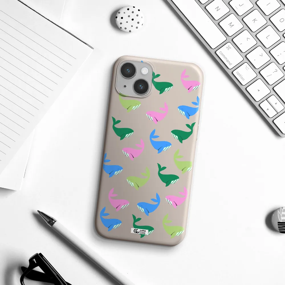 Colorful Whales Apple iPhone 14 plus Silicone Stone Case