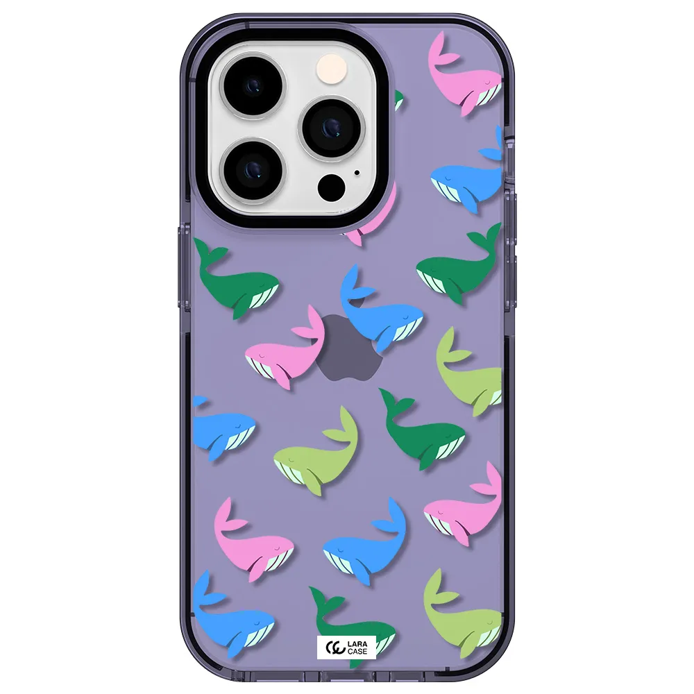 Colorful Whales Apple iPhone 14 pro impact Lilac Case
